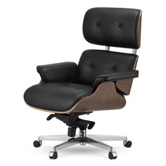 Офісне крісло Lounge на основі чорної шкіри