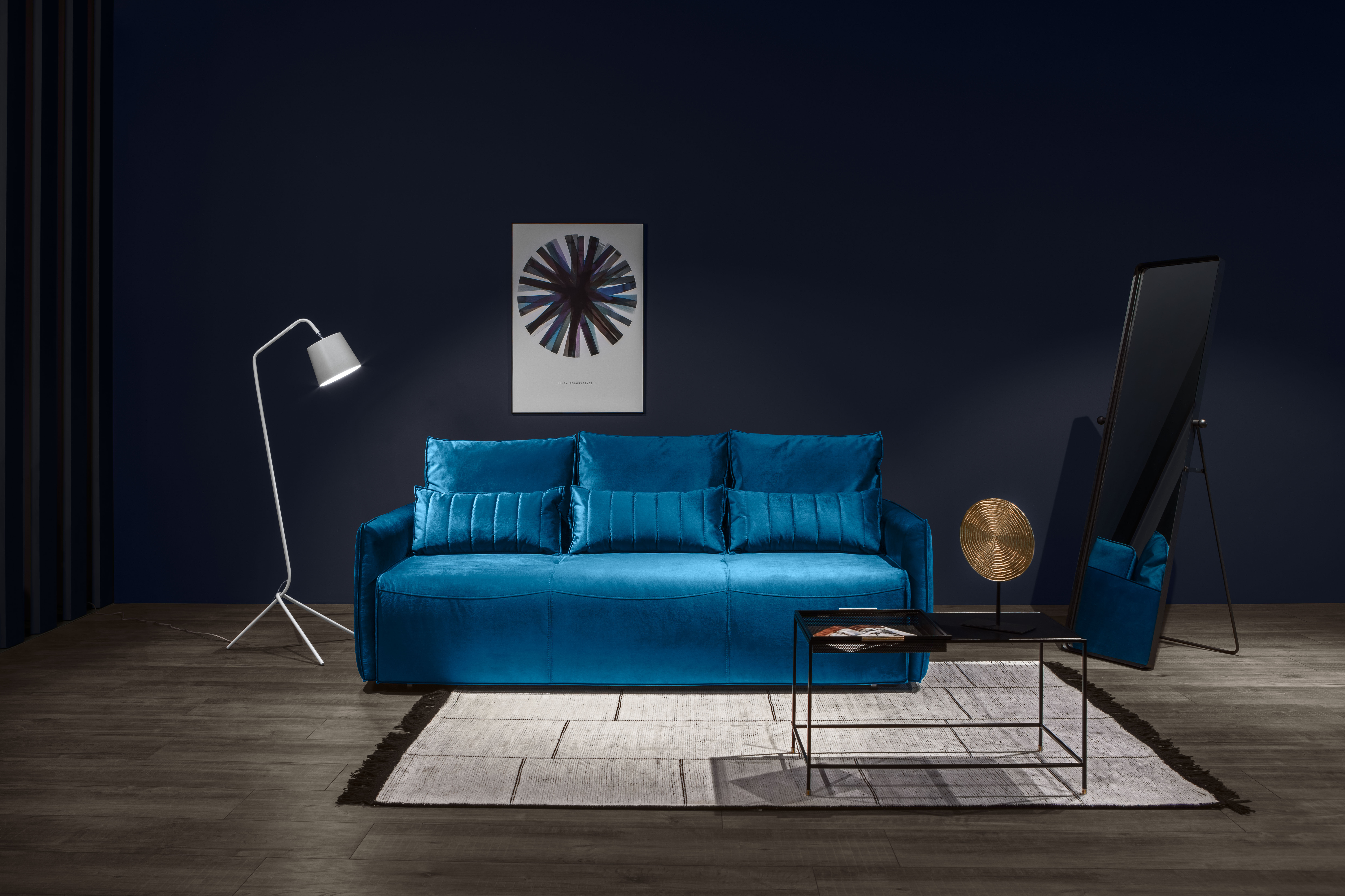 синій елегантний компактний диван Міллі
